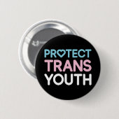 Rond 5 Cm Protéger les jeunes trans. Badge (Devant & derrière)