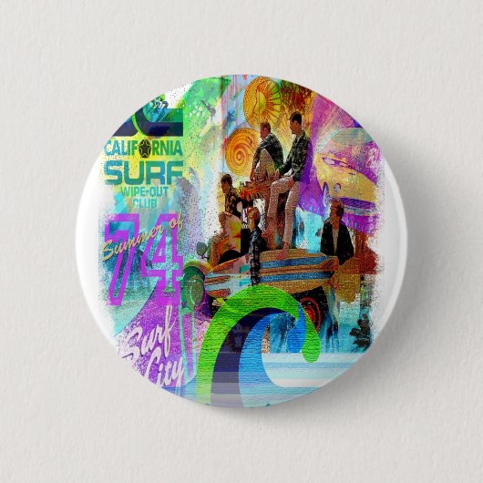 Rond 5 Cm Rétro Surfing Badge (Devant)