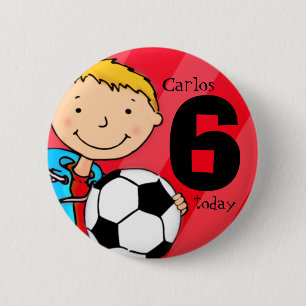 Rond 5 Cm Soccer/football nom et bouton âge / badge