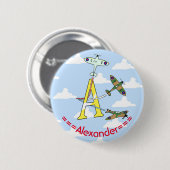 Rond 5 Cm Spitfires Ciel Bleu A Badge Initial (Devant & derrière)