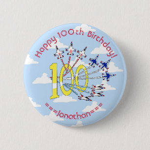 Rond 5 Cm Thunderbirds 100e Badge d'anniversaire du ciel ble