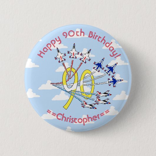 Rond 5 Cm Thunderbirds 90e Anniversaire Badge (Ciel Bleu) (Devant)
