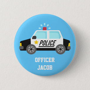 Rond 5 Cm Voiture de police classique avec bouton de badge d