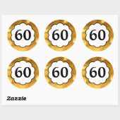 Rond 60 - Sticker en chiffres d'or (Feuille)