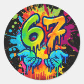 Rond 6 7 Meme Trend Six Seven Birthday Sticker (Devant)