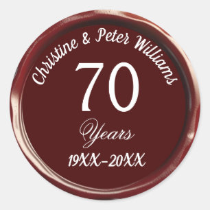 Rond 70e Sticker Mariage de cire de Bourgogne Platine