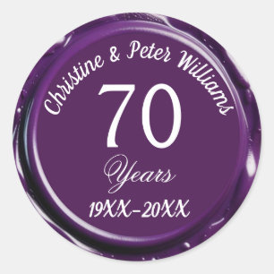 Rond 70e Sticker Platinum Mariage Mauve Purple WaxSeal