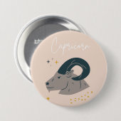 Rond 7,6 Cm Badge bouton Capricorne  (Devant & derrière)