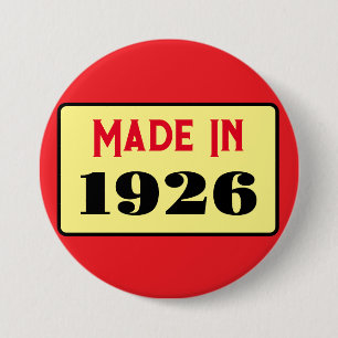 Rond 7,6 Cm Badge de 100e anniversaire de style rétro 1926
