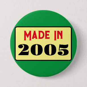 Rond 7,6 Cm Badge de 21e anniversaire rétro style 2005