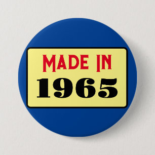Rond 7,6 Cm Badge de 60e anniversaire de style rétro 1965