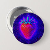 Rond 7,6 Cm badge de look éclatant Strawberry néon (Devant & derrière)