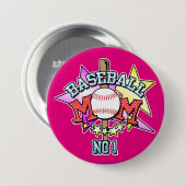 Rond 7,6 Cm Badge de maman de baseball (Devant & derrière)