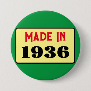 Rond 7,6 Cm Badge de style rétro pour 90e anniversaire 1936
