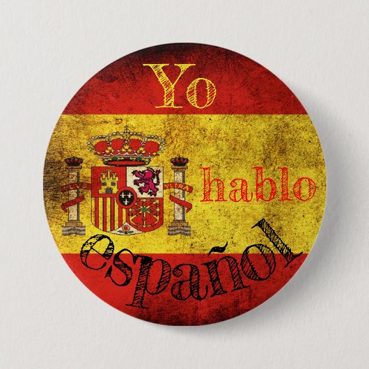 Rond 7,6 Cm Badge drapeau Espagne "Yo hablo español" (Devant)