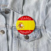 Rond 7,6 Cm Badge drapeau hablo español (En situation)