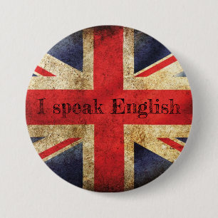 Rond 7,6 Cm Badge drapeau I speak English