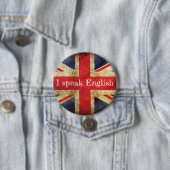 Rond 7,6 Cm Badge drapeau I speak English (En situation)