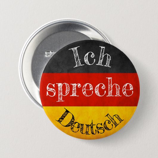 Rond 7,6 Cm Badge drapeau ich spreche Deutsch (Devant & derrière)