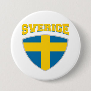 Rond 7,6 Cm Badge du Bouclier Drapeau Suède