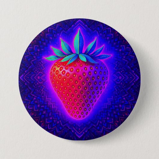 Rond 7,6 Cm Badge Fraise Néon (Devant)