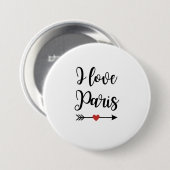 Rond 7,6 Cm Badge I love Paris (Devant & derrière)