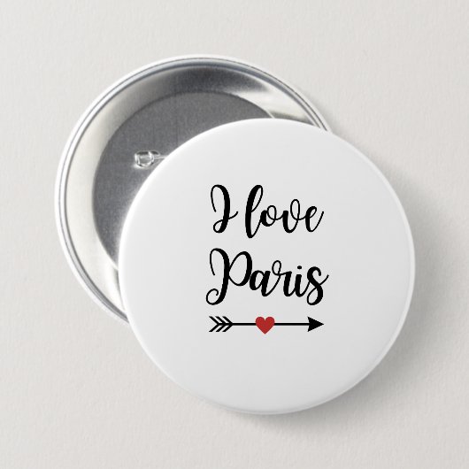 Rond 7,6 Cm Badge I love Paris (Devant & derrière)