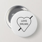 Rond 7,6 Cm Badge Love Drums (Devant & derrière)