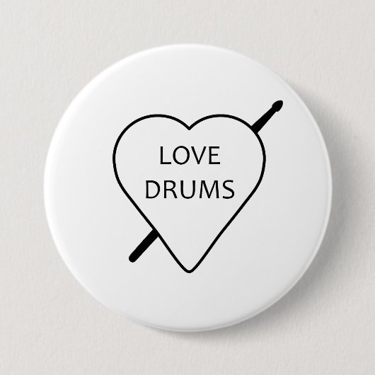 Rond 7,6 Cm Badge Love Drums (Devant)