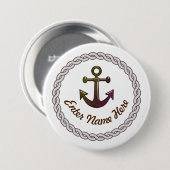 Rond 7,6 Cm Badge nominatif nautique de coutume de corde et (Devant & derrière)