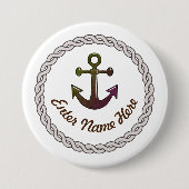 Rond 7,6 Cm Badge nominatif nautique de coutume de corde et (Devant)
