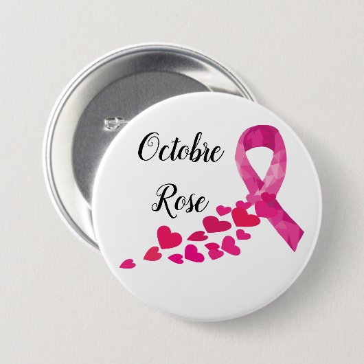 Rond 7,6 Cm Badge - Octobre Rose (Devant & derrière)