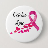 Rond 7,6 Cm Badge - Octobre Rose (Devant)