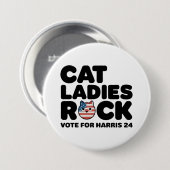 Rond 7,6 Cm CHAT KAMALA HARRIS DAMES ROCK ! Badge (Devant & derrière)