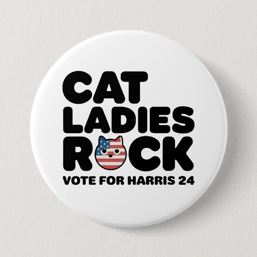 Rond 7,6 Cm CHAT KAMALA HARRIS DAMES ROCK ! Badge (Devant)