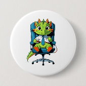 Rond 7,6 Cm Cute Office Dragon Pin | Funny Cartoon Badge (Devant)