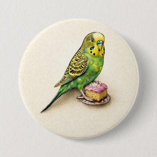 Rond 7,6 Cm Épinglette grand badge rose Australian Budgie Lami