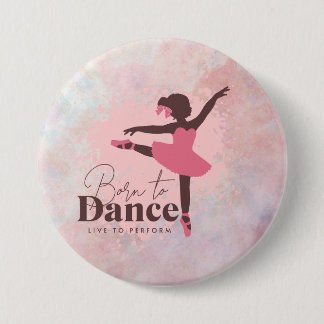 Rond 7,6 Cm Insigne de danse né | Badge de ventilateur en rose
