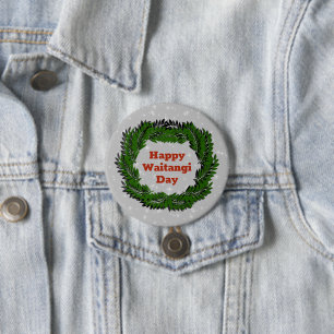 Rond 7,6 Cm Joyeux Waitangi Day Fern Nouvelle-Zélande Badge