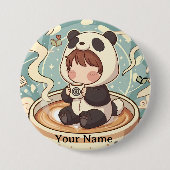 Rond 7,6 Cm Kawaii Chibi Panda Button Pin Badge (Devant)