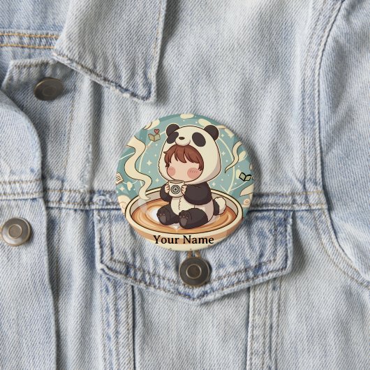 Rond 7,6 Cm Kawaii Chibi Panda Button Pin Badge (En situation)