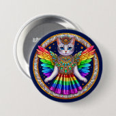 Rond 7,6 Cm Rainbow Pride Chat Fairy Angel Party Badge Button (Devant & derrière)