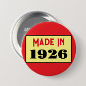 Rond 7,6 Cm Retro style 100th birthday badge 1926 (Devant & derrière)