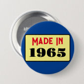 Rond 7,6 Cm Retro style 60th birthday badge 1965 (Devant & derrière)