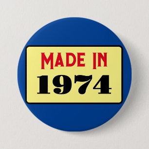 Rond 7,6 Cm Style rétro 50e anniversaire badge 1974