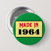 Rond 7,6 Cm Style rétro 60e anniversaire badge 1964 (Devant & derrière)