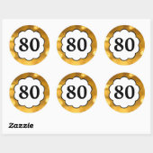 Rond 80 - Sticker en chiffres d'or (Feuille)