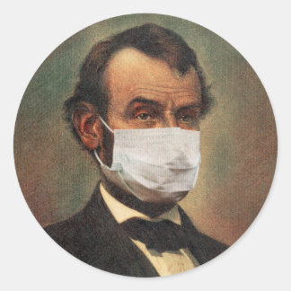 Rond ABE LINCOLN FACE MASK Classic Round Sticker