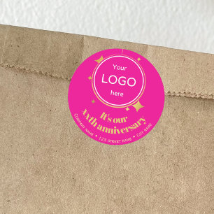 Rond Acheter 5e 10e 50e anniversaire Sticker rose