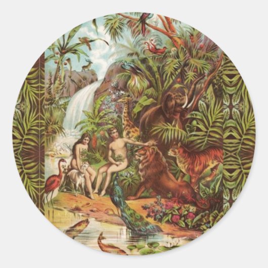 Rond Adam Et Eve Dans Le Sticker Coeur Du Jardin (Devant)
